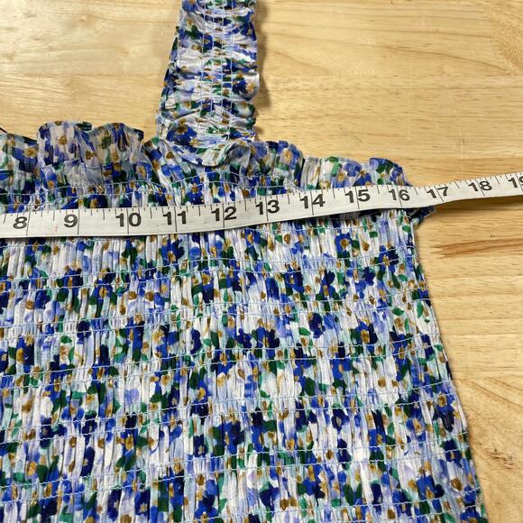 Veronica Beard NWT Averie Smocked Tank Size L Square Neck 100% Cotton - Picture 7 of 10